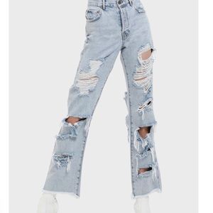 ALICE + OLIVIA Distressed Girlfriend Jeans